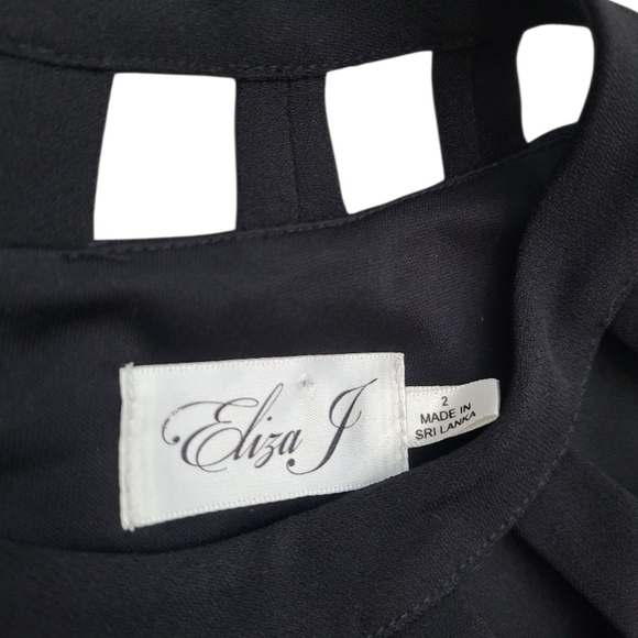 Eliza J Cutout Flare Sheath Dress Black Size 2 Elegant Modern - Picture 5 of 15